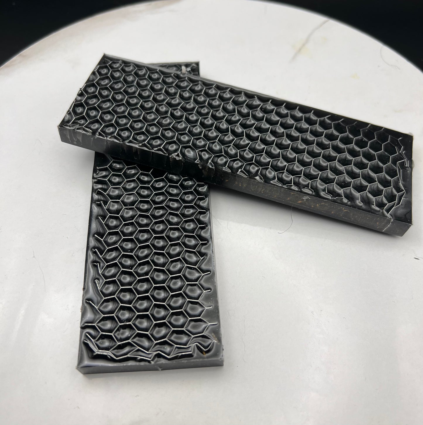 Resin Handle Knife Scales Pearlescent Black Honeycomb