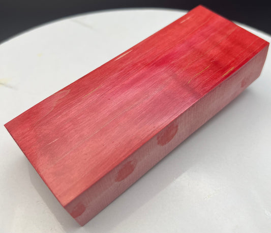 Stabilized Curly Maple Knife Block Red/Light Pink