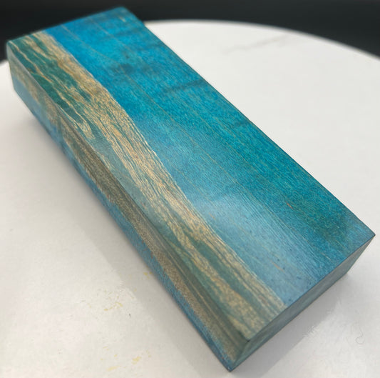 Stabilized Curly Maple Knife Block Light Blue