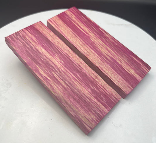Stabilized Curly Maple knife Scales Red Wine