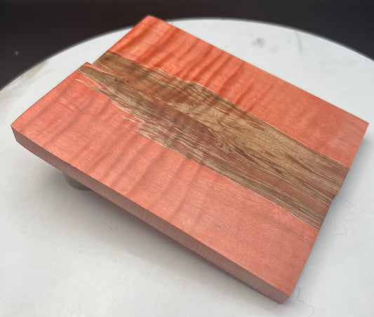 Stabilized Curly Maple knife Scales Light Red/ Pink