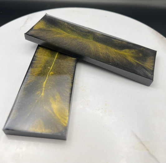 Resin Handle Knife Scales Pearlescent Black and Yellow