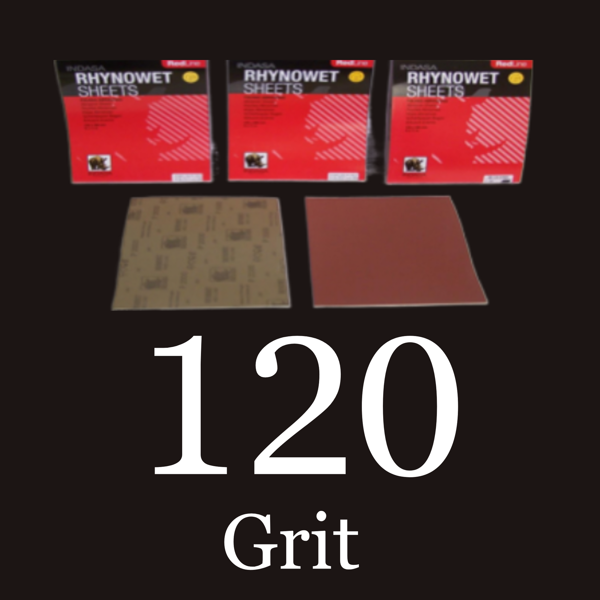 Indasa Redline Rhynowet Sheets Wet/ Dry Sandpaper 50 Pack 120 Grit