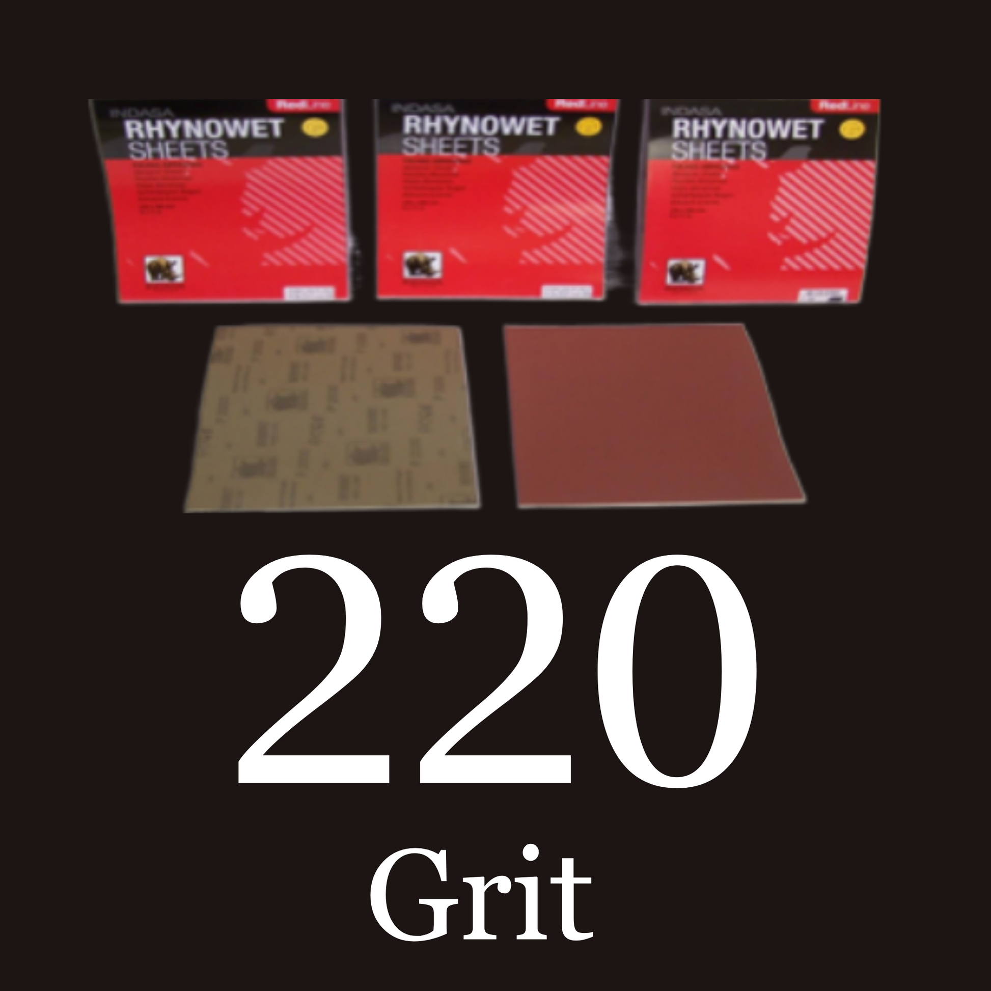 Indasa Redline Rhynowet Sheets Wet/ Dry Sandpaper 50 Pack 220 Grit