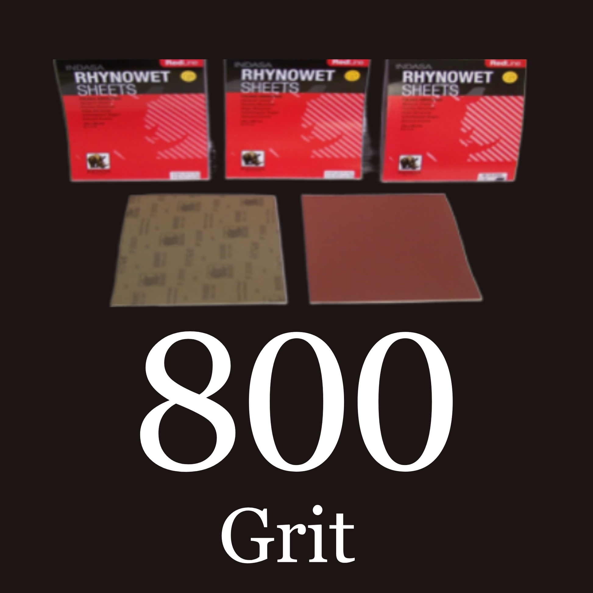 Indasa Redline Rhynowet Sheets Wet/ Dry Sandpaper 50 Pack 800 Grit