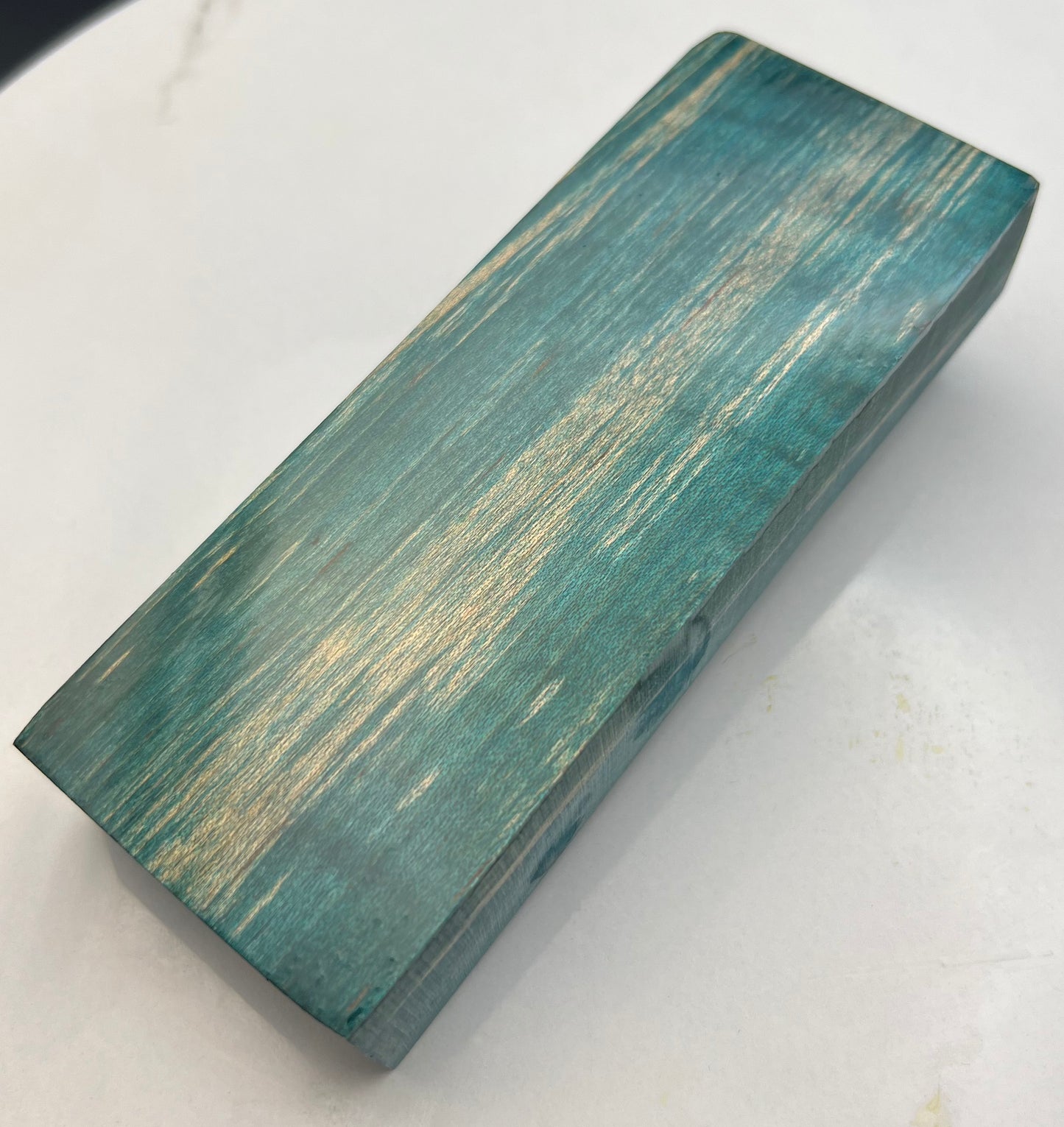 Stabilized Curly Maple Knife Block Teal