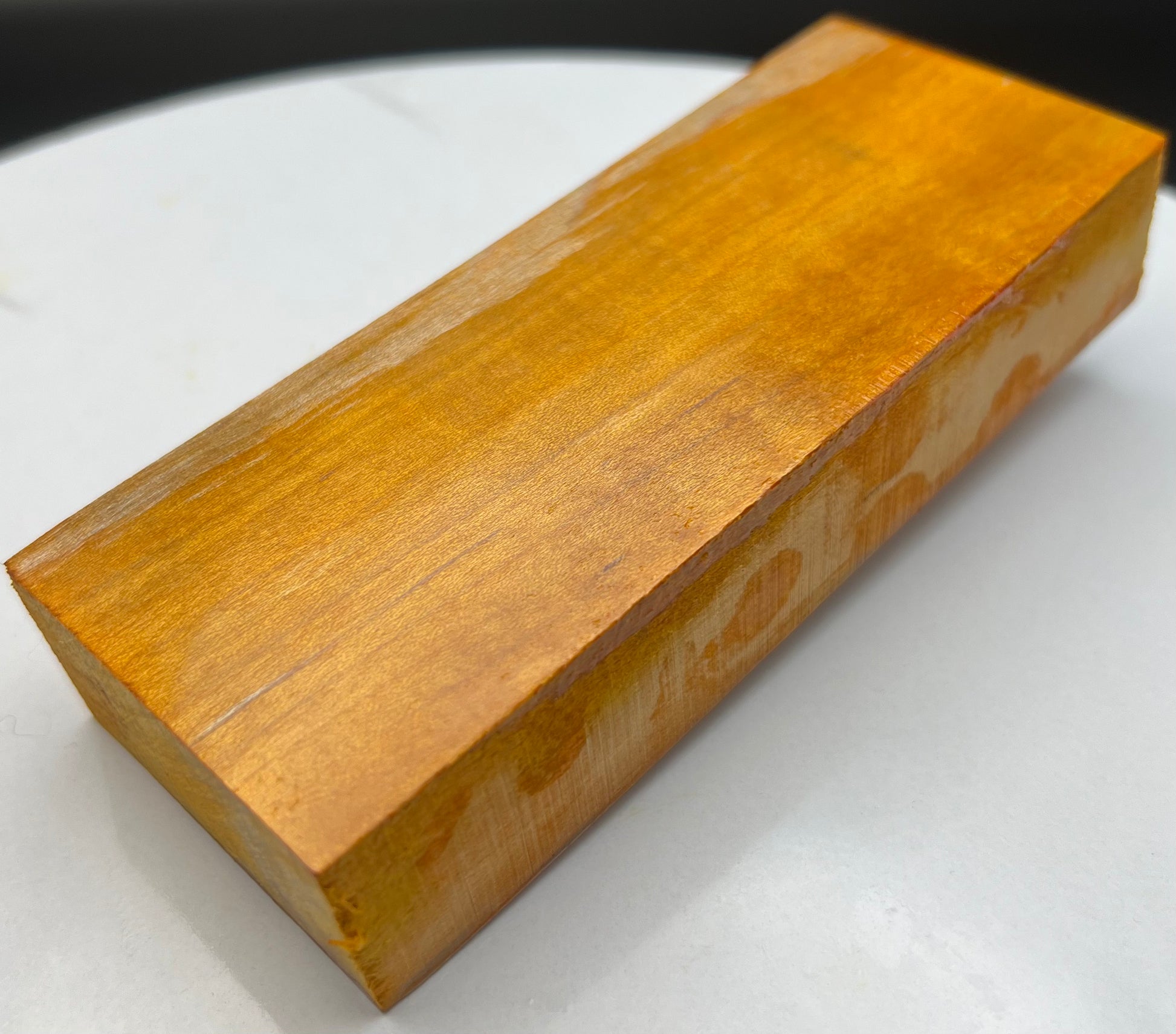 Stabilized Curly Maple Knife Block Orange