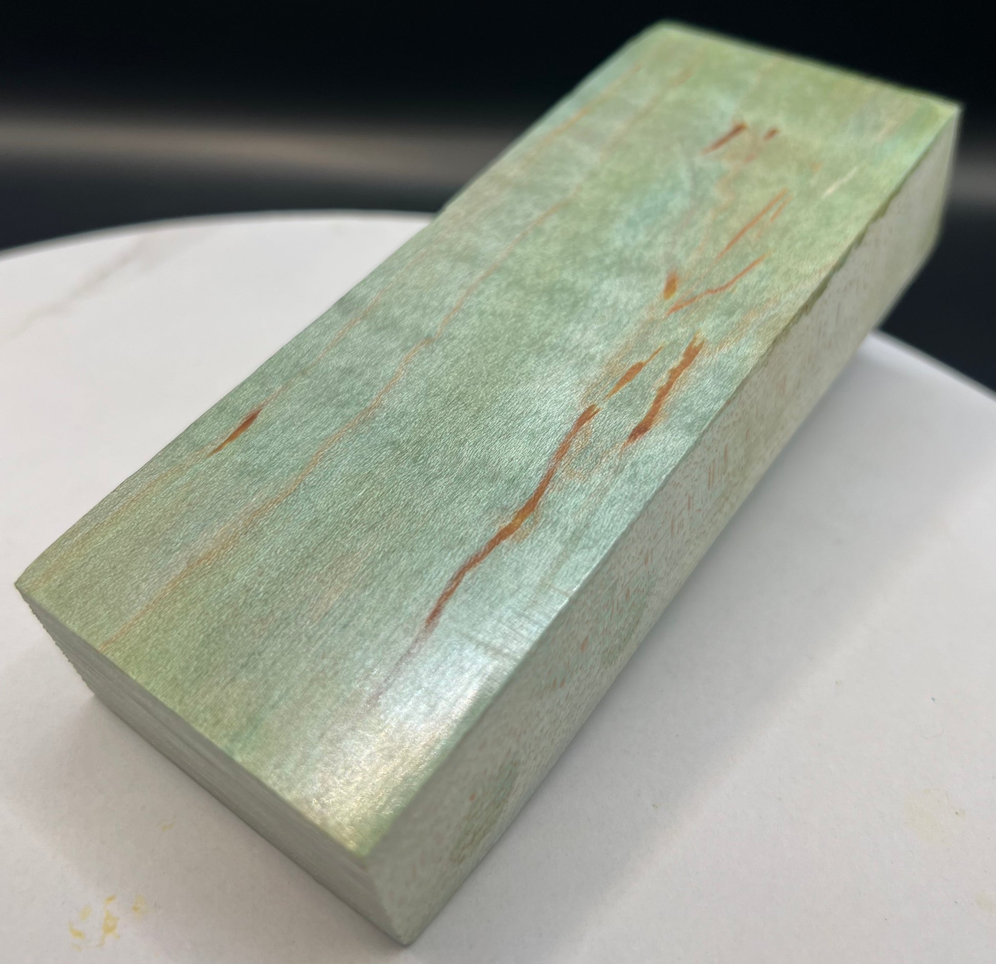 Stabilized Curly Maple Knife Block Teal
