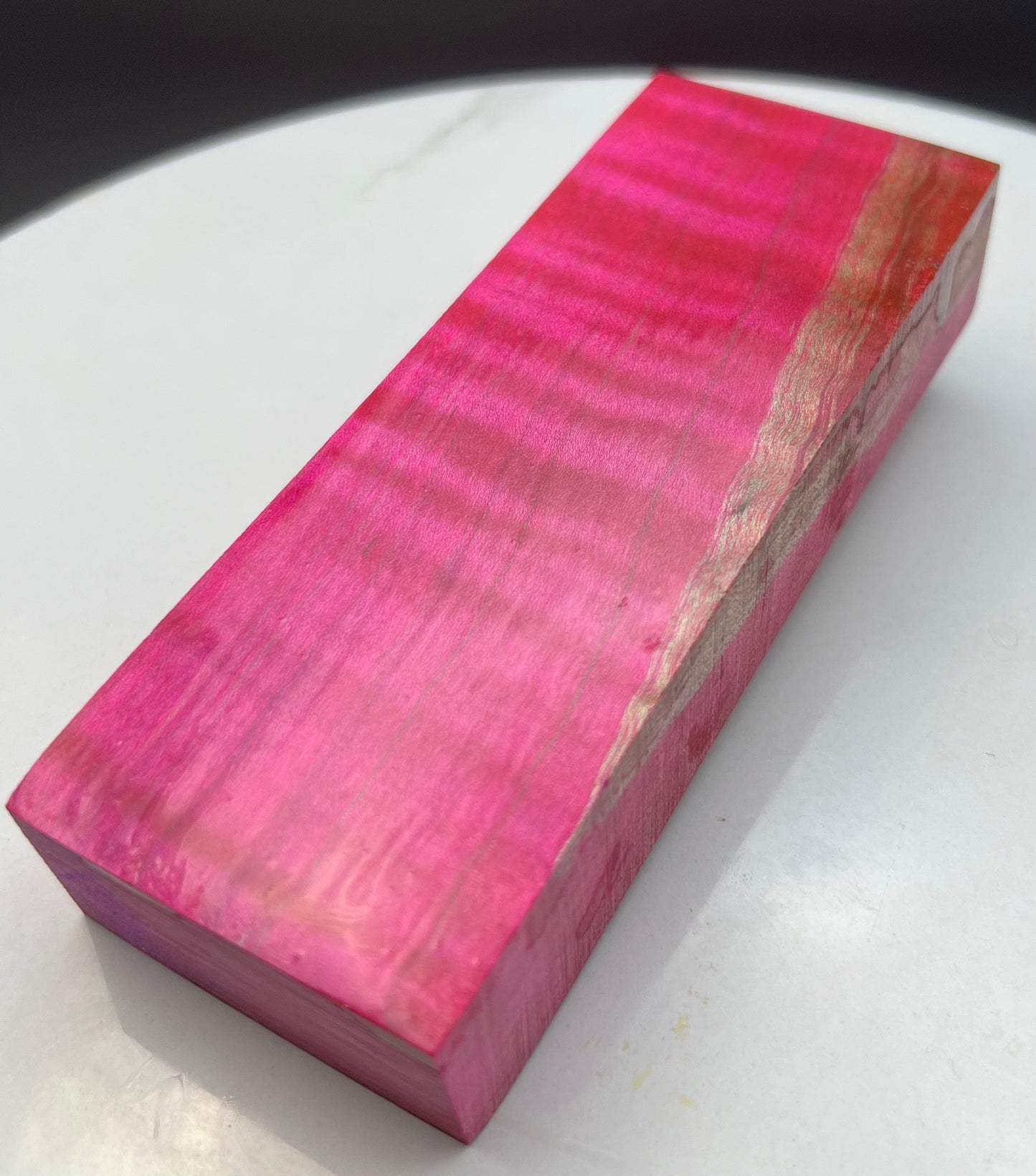 Stabilized Curly Maple KnifeBlock Hot Pink