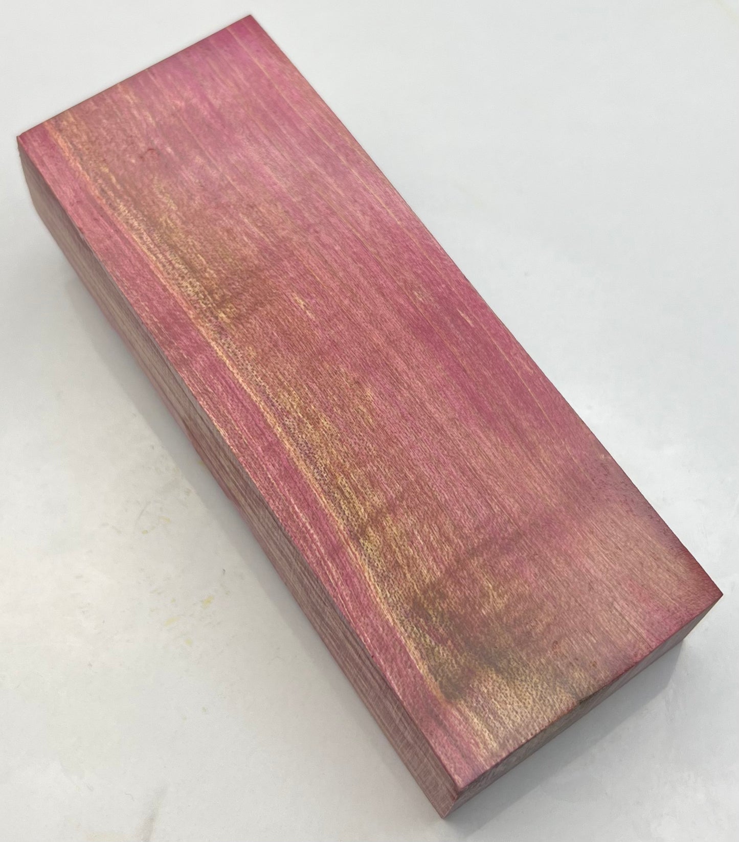 Stabilized Curly Maple Block Knife Light Pink/ Purple