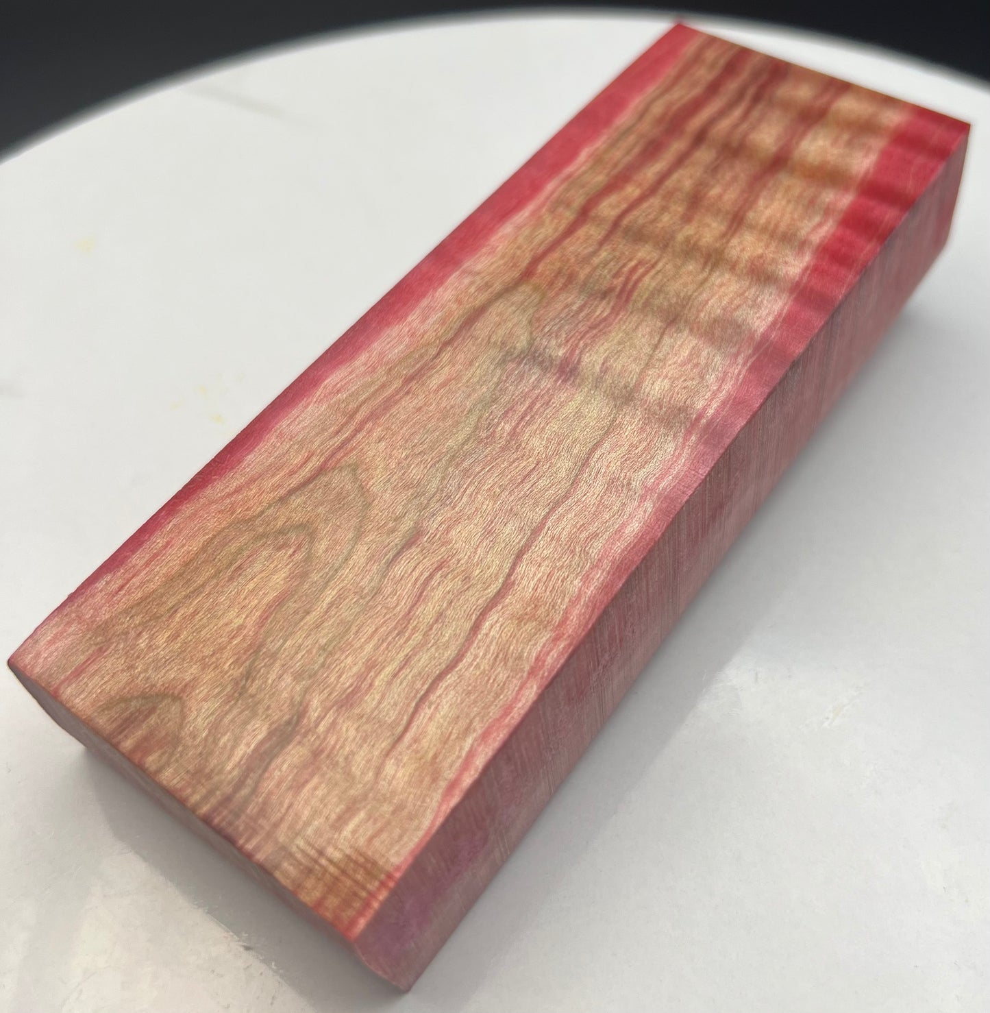 Stabilized Curly Maple Knife Block Pink