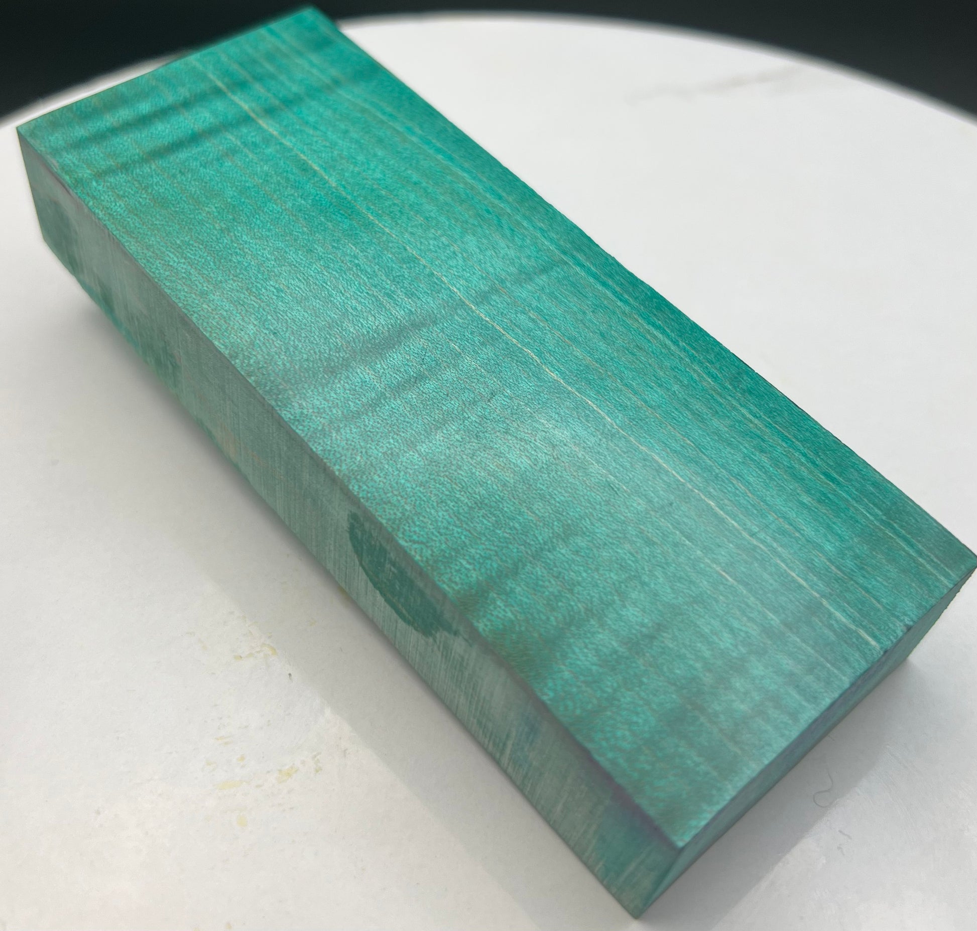 Stabilized Curly Maple Knife Block Teal