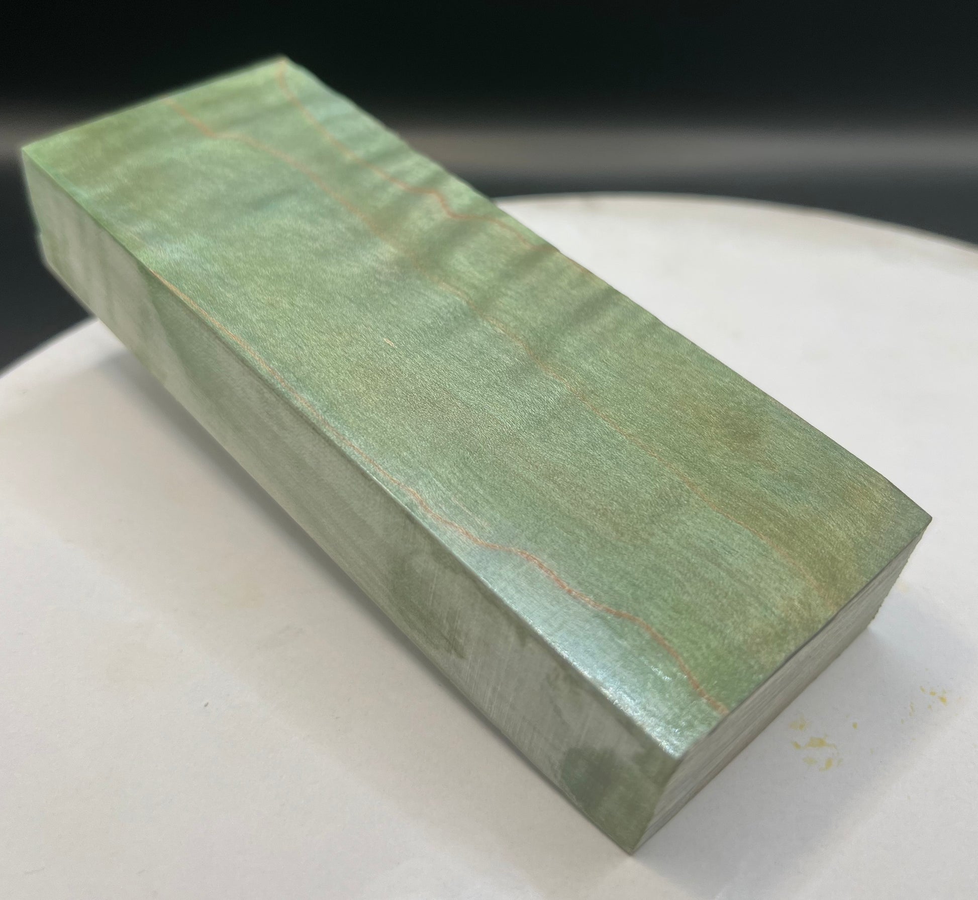 Stabilized Curly Maple Knife Block Emerald Green