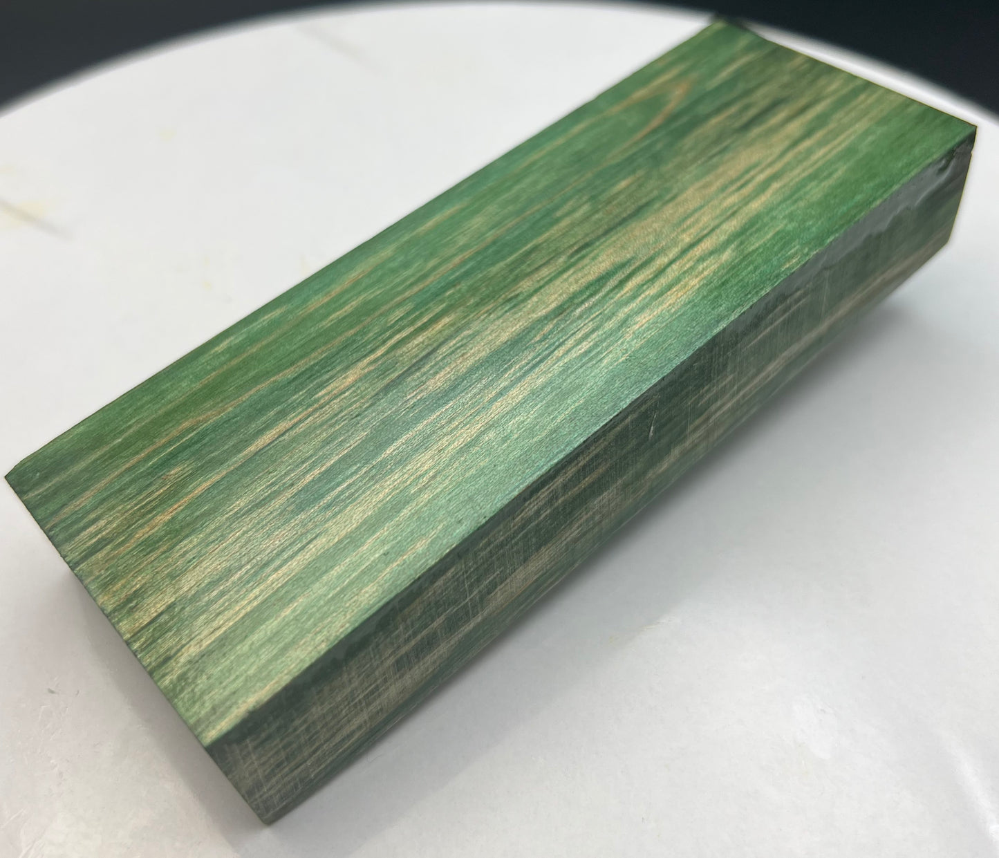 Stabilized Curly Maple Knife Block Emerald Green