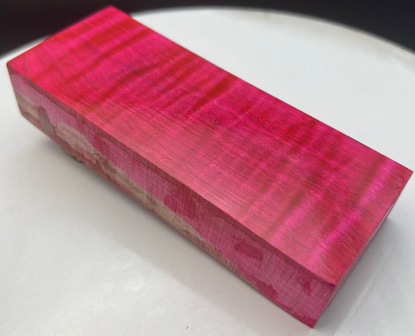 Stabilized Curly Maple Knife Block Hot Pink