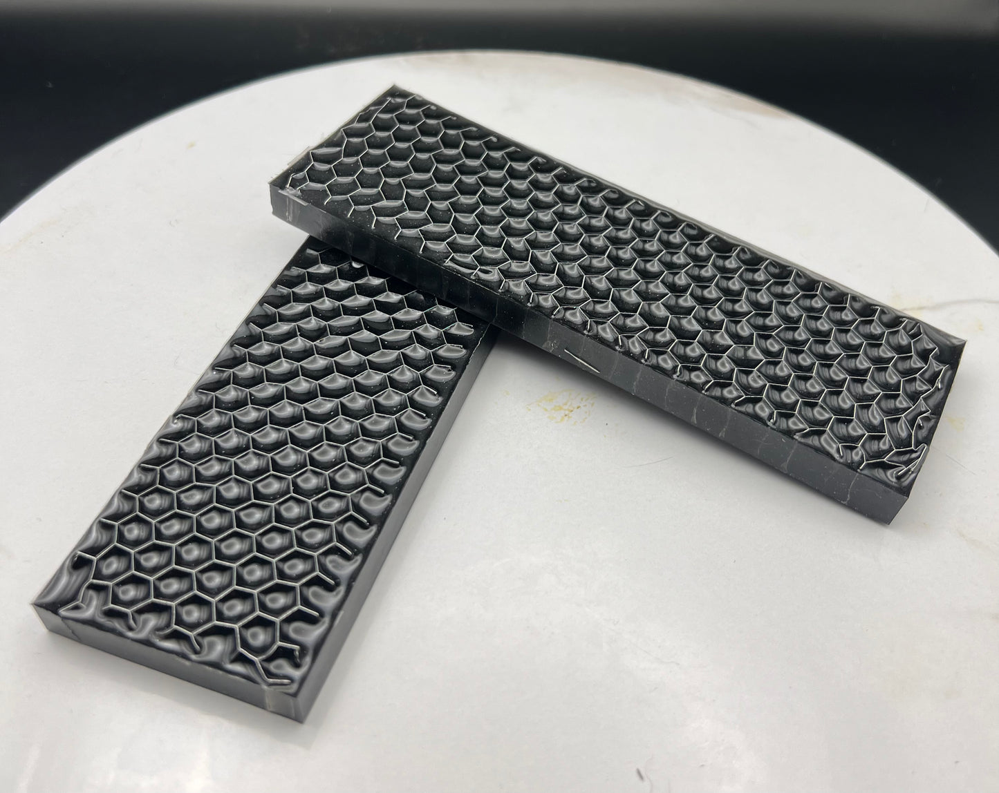 Resin Handle Knife Scales Pearlescent Black Honeycomb