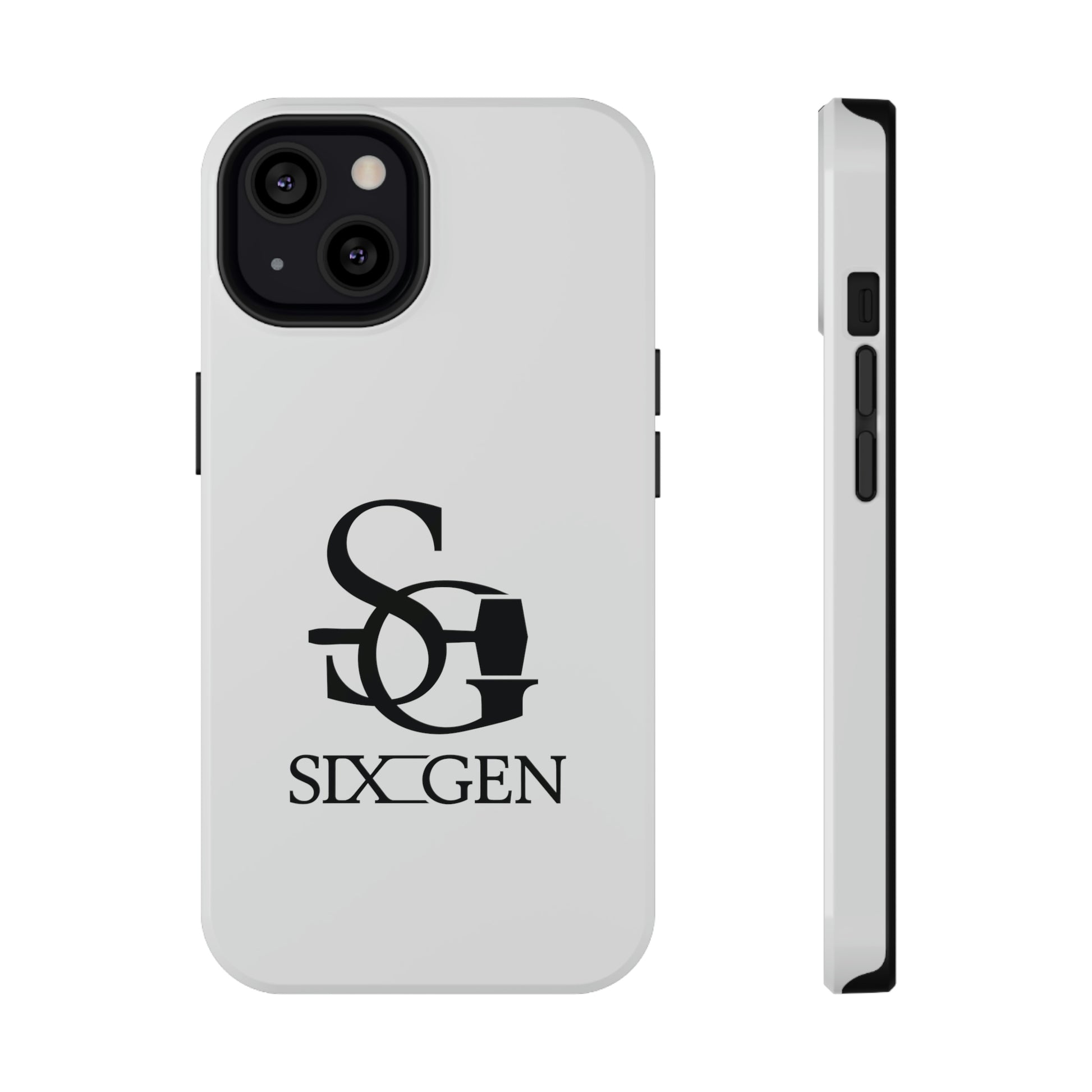 White phone case with black Six-Gen Forge Logo