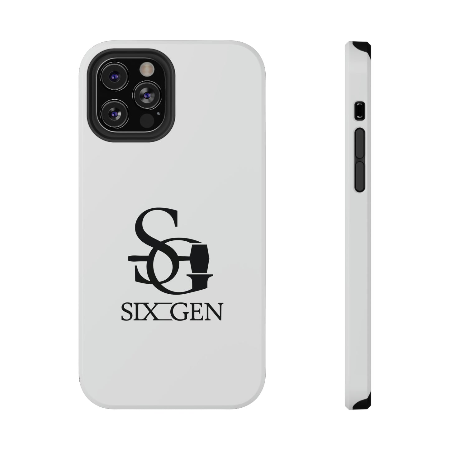 White phone case with black Six-Gen Forge Logo