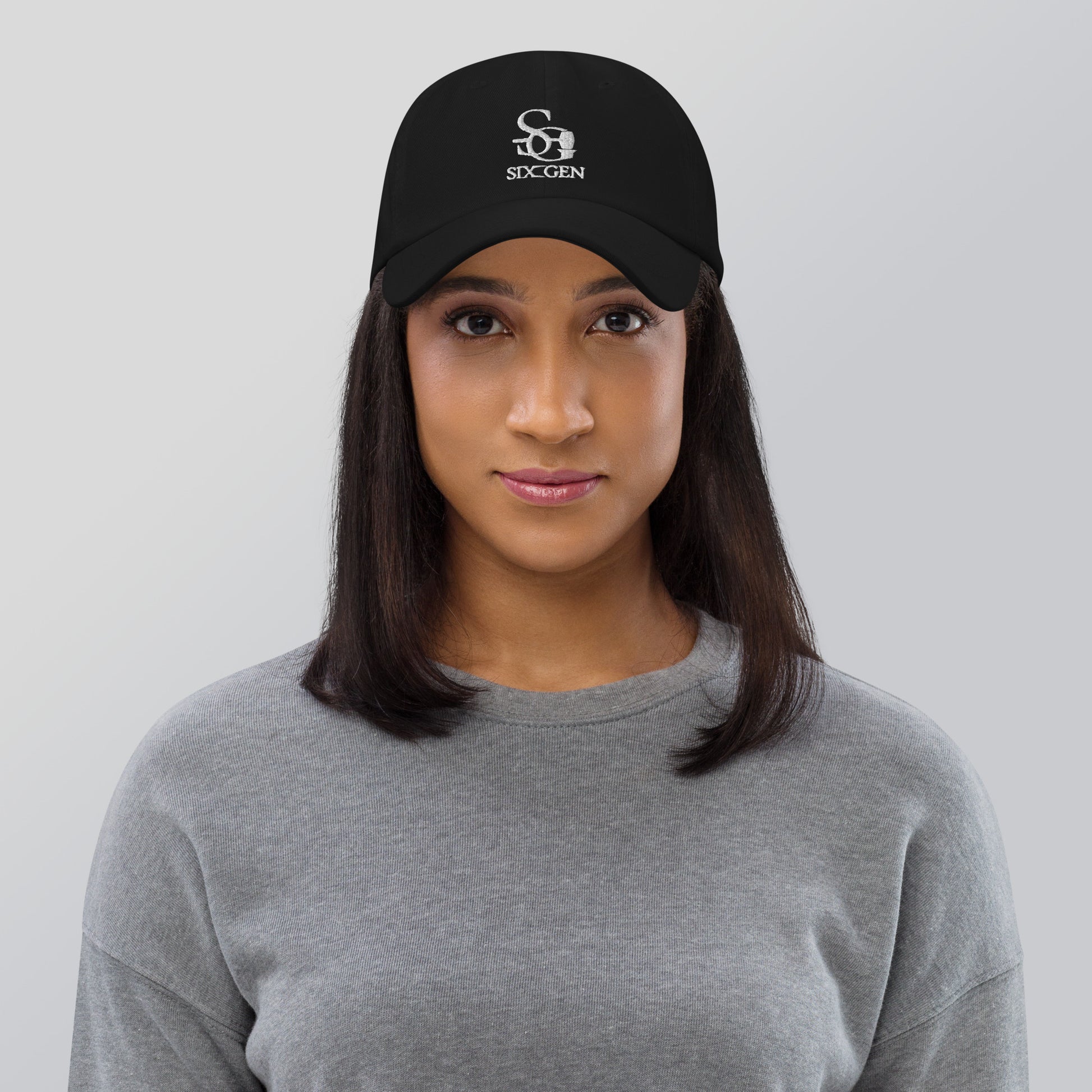 Black hat with six gen white logo